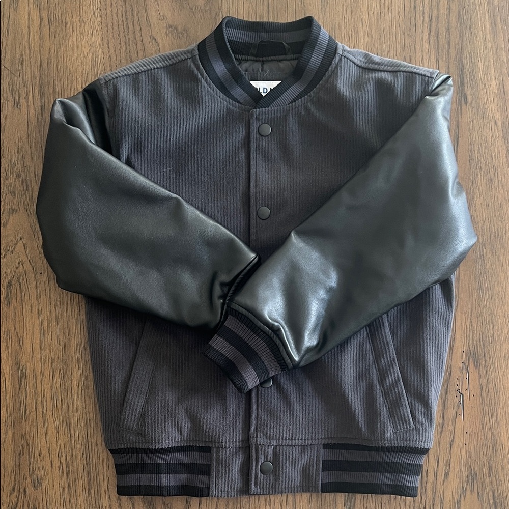 Old Navy Black and Gray Kids Bomber Jacket